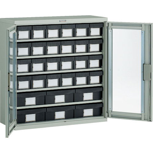 ＴＲＵＳＣＯ　パーツケース　バンラックケース　Ｍ型　両開き扉　導電引出小Ｘ２４　大Ｘ６個＿