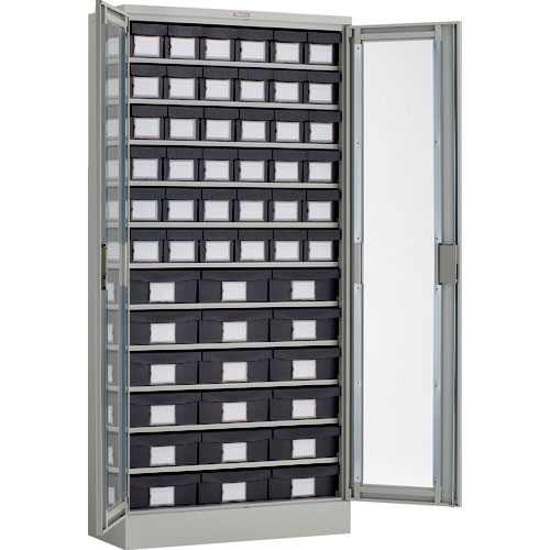 ＴＲＵＳＣＯ　パーツケース　バンラックケース　Ｍ型　両開き扉　導電引出小Ｘ３６個　大Ｘ１８個　Ｈ１７＿