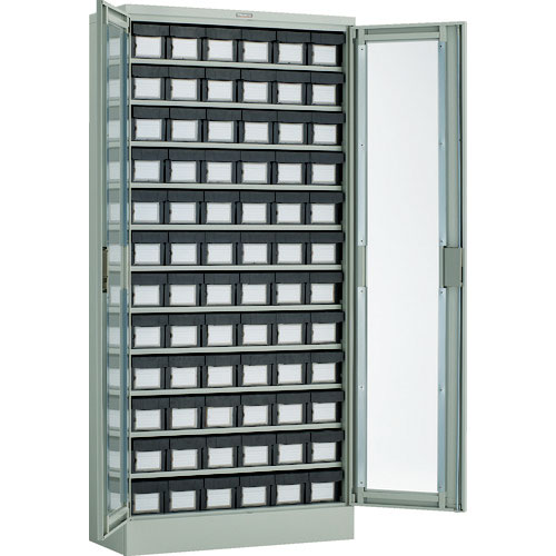 ＴＲＵＳＣＯ　パーツケース　バンラックケース　Ｍ型　両開き扉　導電引出小Ｘ７２個　Ｈ１７９０＿