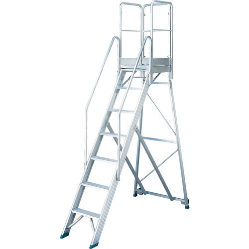 ＴＲＵＳＣＯ　折りたたみ式作業用踏み台　高さ２．１０ｍ　高さ９００手すりフルセット付き＿