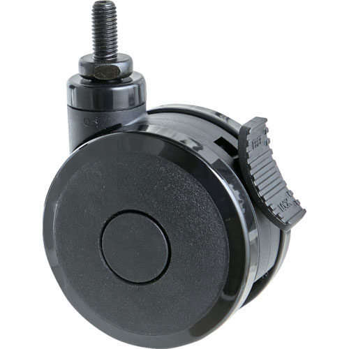 ＴＲＵＳＣＯ　ねじ込み双輪キャスター　エラストマ－車輪　自在ストッパー付　Φ１００　Ｍ１６　ブラック＿