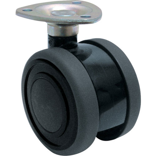 東海　プレート式双輪キャスター（エラストマー車）　６０ＭＭ　黒色＿