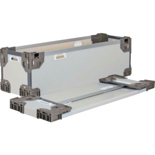 リス　テクセルハイブリッド折りたたみコンテナー　６３７４３３　長尺折り畳みコンテナＲＳ－ＳＭグレー／＿