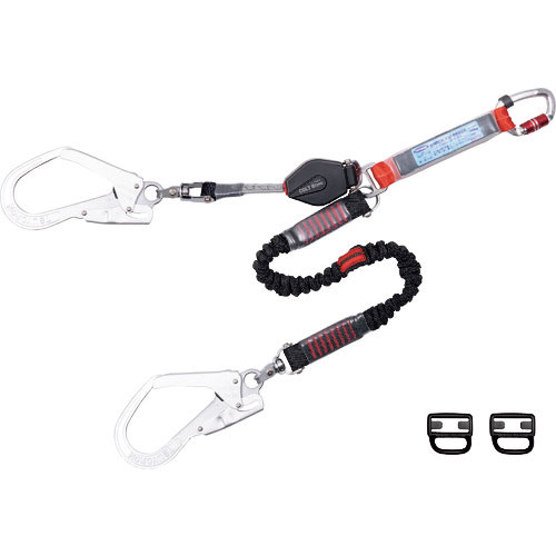 ＴＳＵＹＯＲＯＮ　フルハーネス用ランヤード　ダブルランヤード　ロック機構付き巻取式コルトリトラ＋伸縮式ノビロン（ＢＫ）　ＴＨＬ－ＣＲＮＶ９３ＳＶ－２１ＫＳ－２Ｒ２３－ＢＰ＿