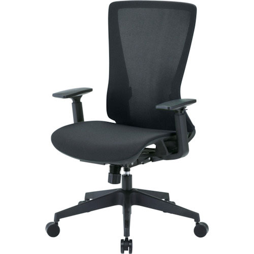 ＴＲＵＳＣＯ　ハイバックメッシュチェア　肘付　ブラック＿