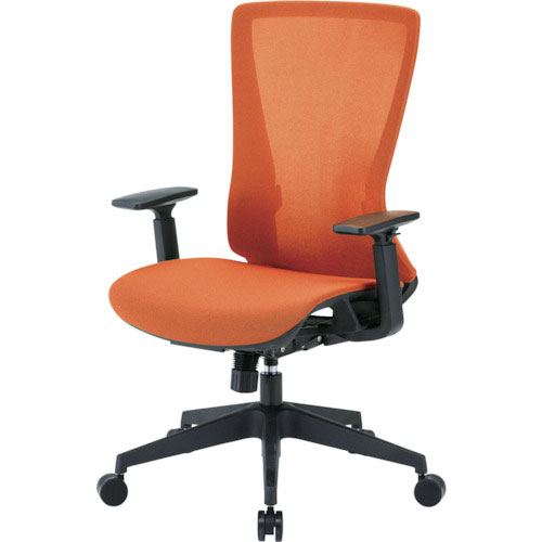 ＴＲＵＳＣＯ　ハイバックメッシュチェア　肘付　オレンジ＿