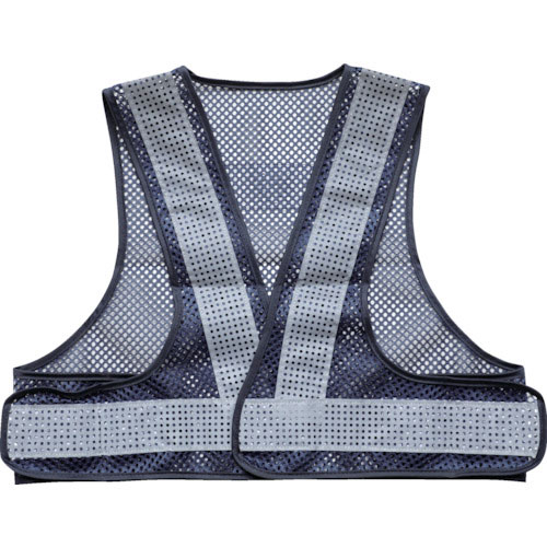 ＴＲＵＳＣＯ　メッシュ安全ベスト　ショート丈　紺×シルバー　着丈４２０ｍｍ＿