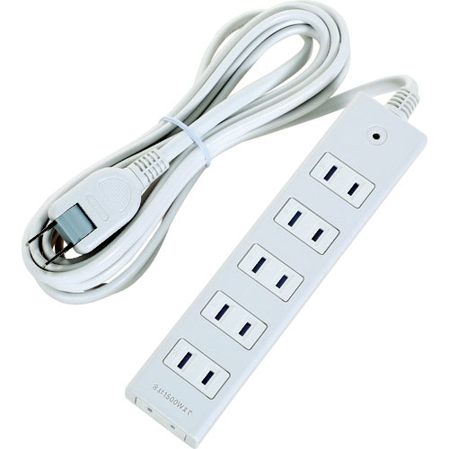 ＴＲＵＳＣＯ　電源タップ　２Ｐ６個口　５Ｍ　マグネット付＿