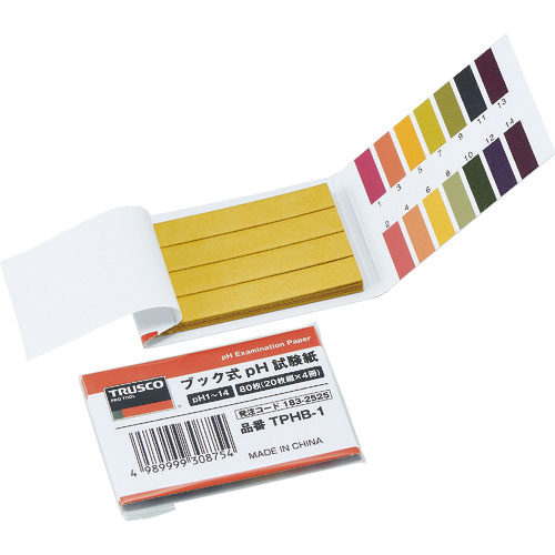 ＴＲＵＳＣＯ　ブック式ｐＨ試験紙　ｐＨ１～１４　２０枚綴Ｘ４冊＿