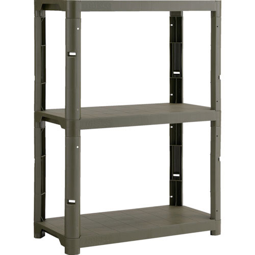 ＴＲＵＳＣＯ　プラ棚　高さ１２２９－３段タイプ　コーナーキャップ４個付　つや消しОＤ＿