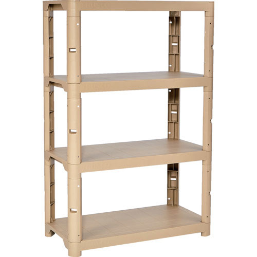 ＴＲＵＳＣＯ　プラ棚　高さ１３７１－４段タイプ　コーナーキャップ４個付　ライトサンド＿