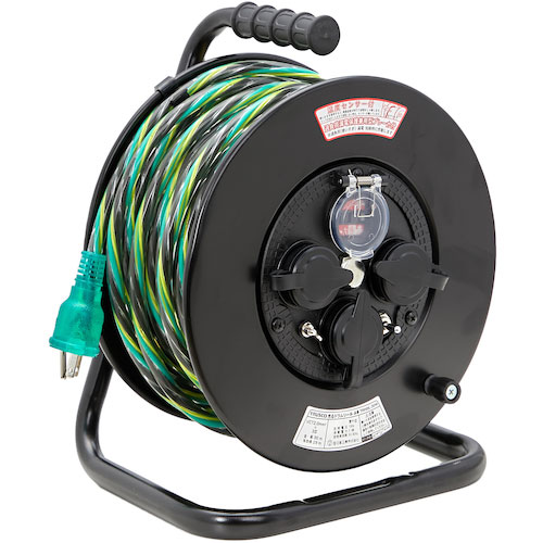 ＴＲＵＳＣＯ　光るドラムリール　防雨防塵型１００Ｖ　温度センサー付　アース付　過負荷漏電保護兼用ブレ＿