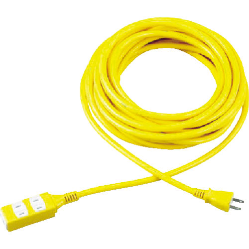 ＴＲＵＳＣＯ　ソフトタイププラグ　３個口タップ型　１０ｍ　イエロー＿