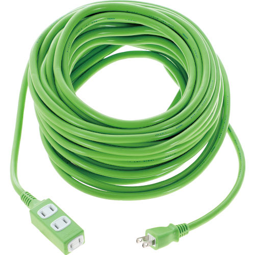 ＴＲＵＳＣＯ　ソフトタイププラグ　３個口タップ型　２０ｍ　グリーン＿