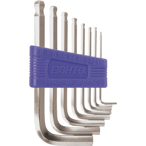 エイト　六角棒スパナ　テーパーヘッド　標準寸法　８本セット　１．５～８ｍｍ＿