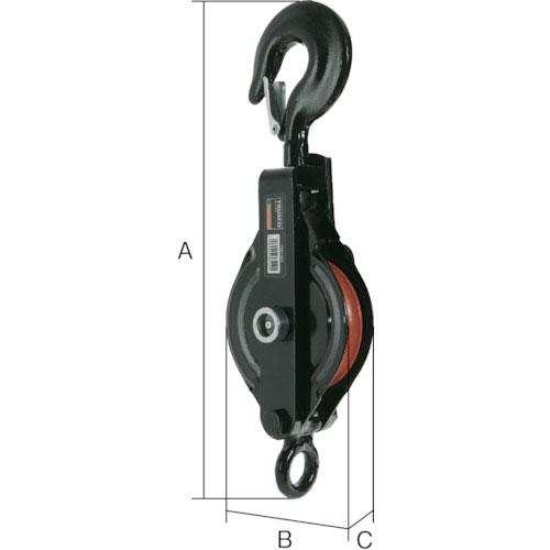 ＴＲＵＳＣＯ　強力型滑車一車スナッチ　フック型７５ｍｍ＿