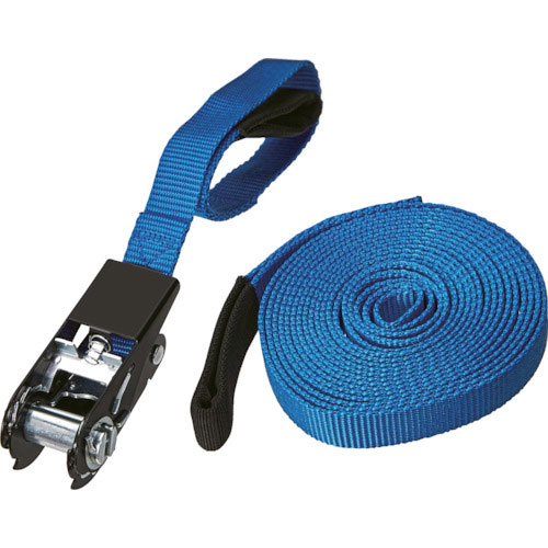 ＴＲＵＳＣＯ　簡易結束ベルト　２５ｍｍＸ５ｍ　アイタイプ　青（ラチェット機能あり）＿