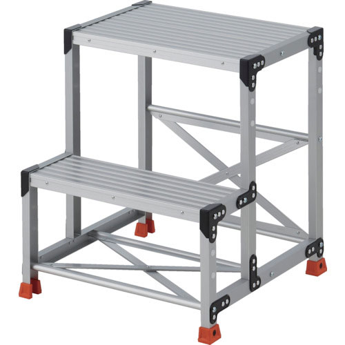 ＴＲＵＳＣＯ　作業用踏台　２段　　ステップ奥行２００　高さ０．７０ｍ　天板６００Ｘ４００＿