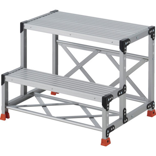 ＴＲＵＳＣＯ　作業用踏台　２段　　ステップ奥行２００　高さ０．６０ｍ　天板８００Ｘ４００＿