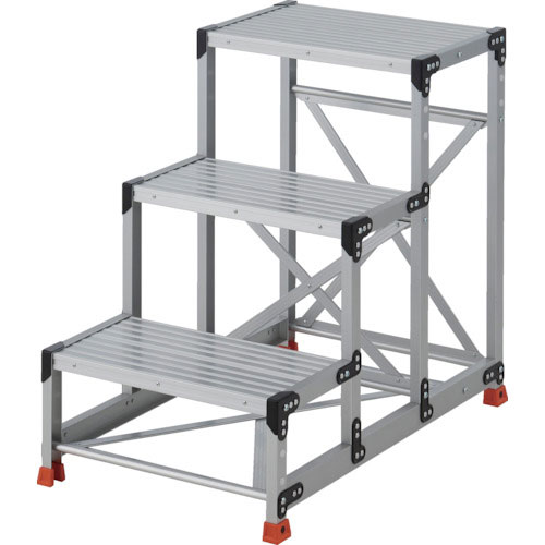 ＴＲＵＳＣＯ　作業用踏台　３段　　ステップ奥行３００　高さ０．９０ｍ　天板６００Ｘ４００＿
