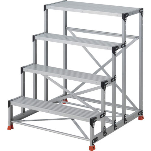 ＴＲＵＳＣＯ　作業用踏台　４段　　ステップ奥行２００　高さ１．２ｍ　天板１０００Ｘ４００＿