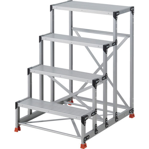 ＴＲＵＳＣＯ　作業用踏台　４段　　ステップ奥行２００　高さ１．２ｍ　天板８００Ｘ４００＿