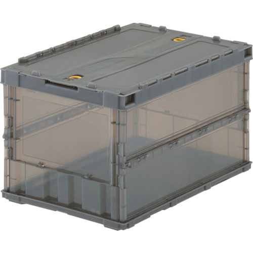 ＴＲＵＳＣＯ　オリコン　薄型折りたたみコンテナ　スケルコン　５０Ｌ　ロックフタ付　透明ブラウン　ブラ＿