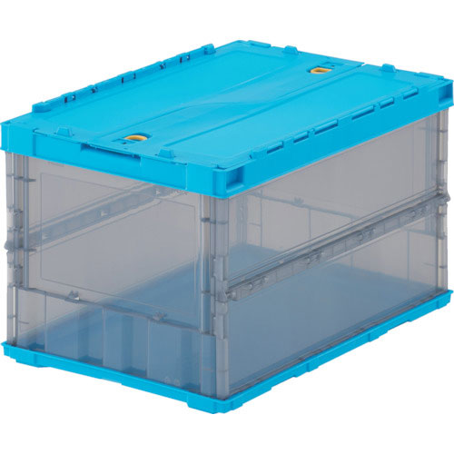 ＴＲＵＳＣＯ　オリコン　薄型折りたたみコンテナ　スケルコン　５０Ｌ　ロックフタ付　ブルー／透明ブラッ＿