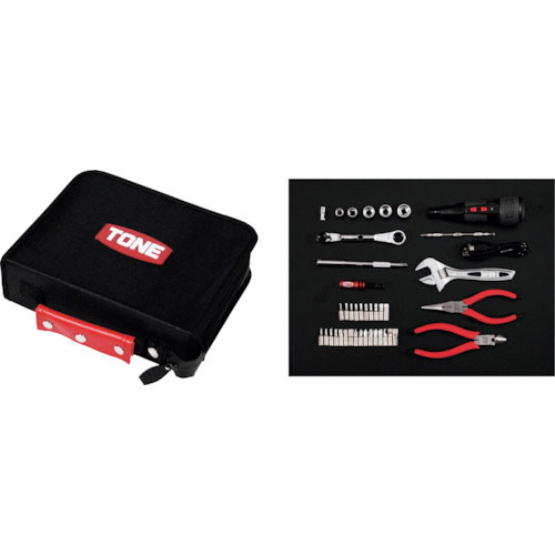 ＴＯＮＥ　整備用工具セット　ツールセット　ブラック　間口２５０×奥行２００×高さ７０ｍｍ　４０点セッ＿