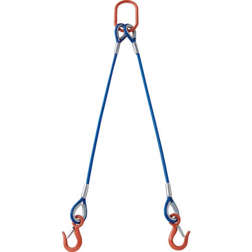 ＴＲＵＳＣＯ　２本吊玉掛ワイヤーロープスリング（カラー被覆付）アルミロックタイプ　青透明１Ｍ＿
