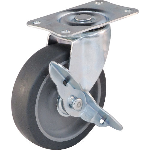 ＴＲＵＳＣＯ　台車用キャスター　Φ１００　エラストマー車　自在ストッパー付＿