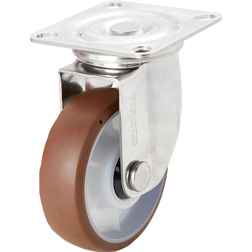 ＴＲＵＳＣＯ　キャスター　ＴＹＳシリ－ズ　オールステンレス　自在　ウレタン　Φ７５＿