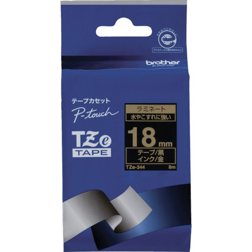 ブラザー　Ｔｚｅテープ　金文字／黒地／１８ｍｍ＿