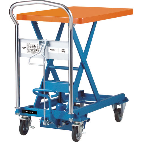 ダンディ　スチール製リフト台車　足踏み油圧ジャッキ式　２５０ｋｇ　Ｗ８００×Ｄ５００＿