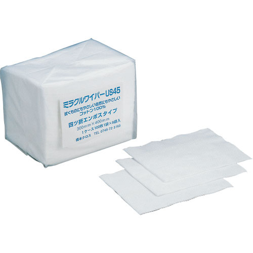 橋本　ミラクルワイパー　４ツ折　中薄手　３００×４００ｍｍ　１００枚×８袋入）＿