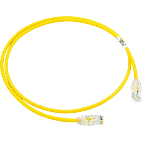 パンドウイット　カテゴリ６Ａ細径パッチコード　０．５ｍ　黄　ＵＴＰ２８Ｘ０．５ＭＹＬ＿