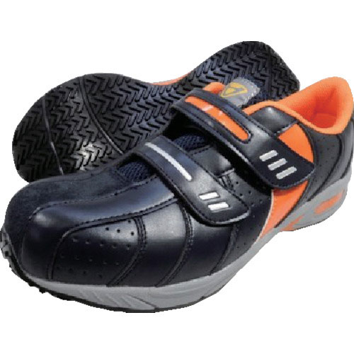 日進　マジックタイプ樹脂先芯入りスニーカー　ネイビー　２４．５ｃｍ＿