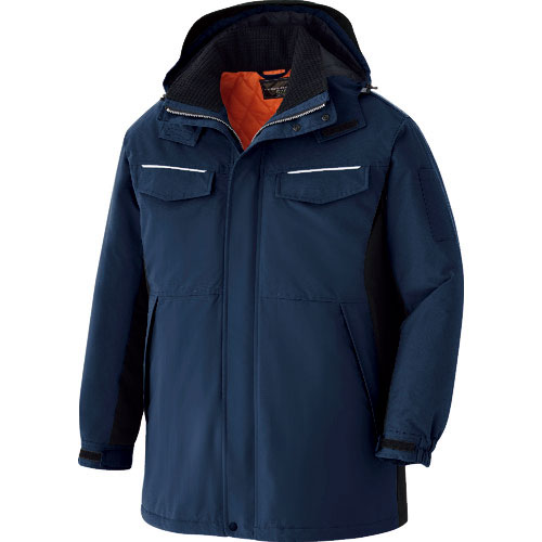 ミドリ安全　ベルデクセル　静電防水防寒コート　ネイビー×ブラック　Ｌ＿