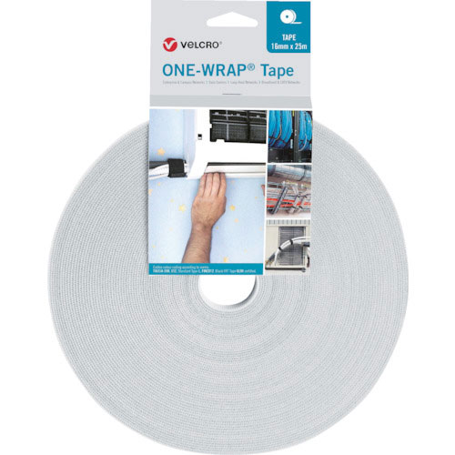 ヴェルクロ　ヴェルクロ［［Ｒ上］］　ＯＮＥ－ＷＲＡＰ［［Ｒ上］］　テープ　幅１０ｍｍ×長さ２５ｍ　白＿