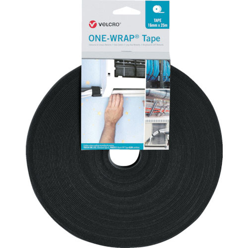 ヴェルクロ　ヴェルクロ［［Ｒ上］］　ＯＮＥ－ＷＲＡＰ［［Ｒ上］］　テープ　幅１０ｍｍ×長さ２５ｍ　黒＿