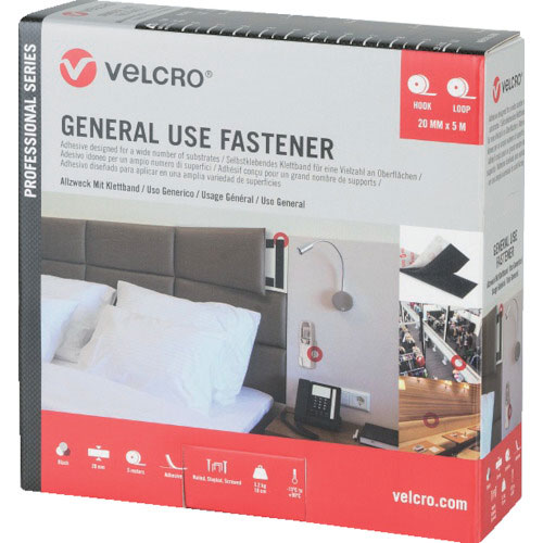 ヴェルクロ　ＶＥＬＣＲＯ［［Ｒ上］］結束テープ　多用途タイプ　幅２０ｍｍ×長さ２５ｍ　黒＿