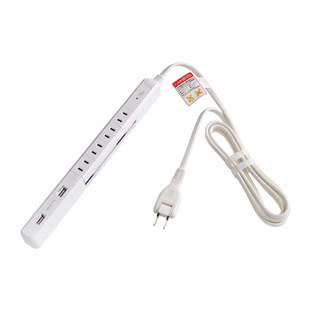 ＥＬＰＡ　スリム回転ＵＳＢタップ　４個口　２Ｍ　ホワイト