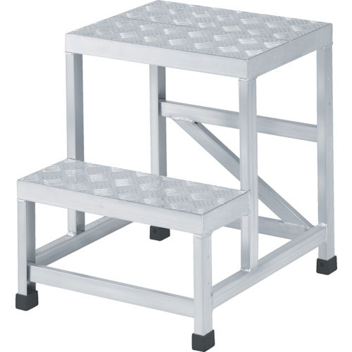 ＴＲＵＳＣＯ　アルミ製溶接一体構造型作業台　二段縞板タイプ（完成品）　Ｗ５００×Ｄ６００×Ｈ５００＿