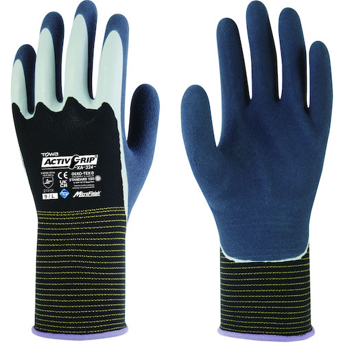 トワロン　天然ゴム背抜き手袋　ＡｃｔｉｖＧｒｉｐ　ＸＡ－３２４　９／Ｌ＿