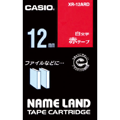 カシオ　ネームランド用赤テープに白文字１２ｍｍ＿