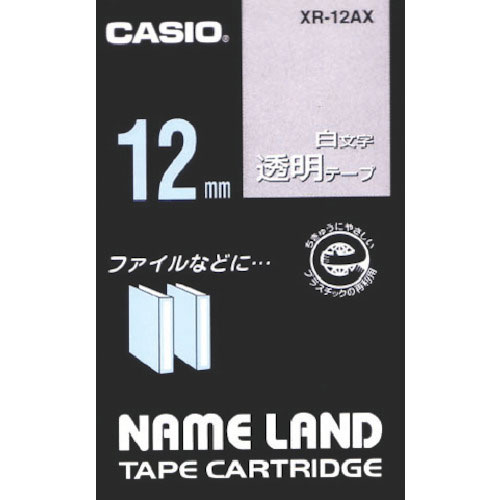 カシオ　ネームランド用透明テープに白文字１２ｍｍ＿