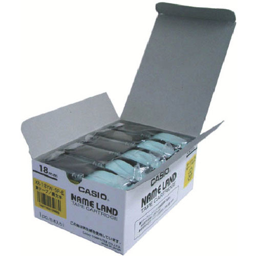 カシオ　ネームランド用スタンダードテープ５本入り１８ｍｍ　黄に黒字＿