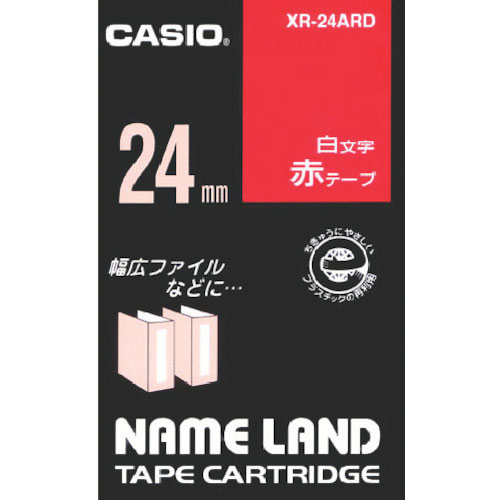 カシオ　ネームランド用赤テープに白文字２４ｍｍ＿