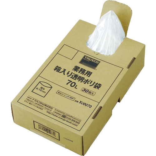 ＴＲＵＳＣＯ　まとめ買い　業務用ポリ袋　透明・箱入　０．１５×７０Ｌ　（３０枚入）＿