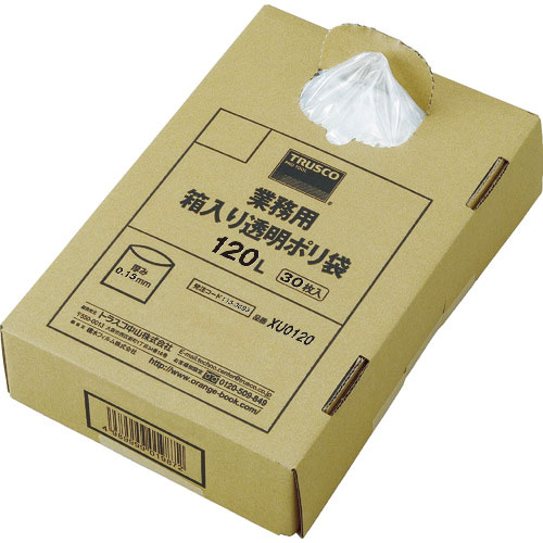 ＴＲＵＳＣＯ　まとめ買い　業務用ポリ袋　透明・箱入　０．１５×１２０Ｌ　（３０枚入）＿
